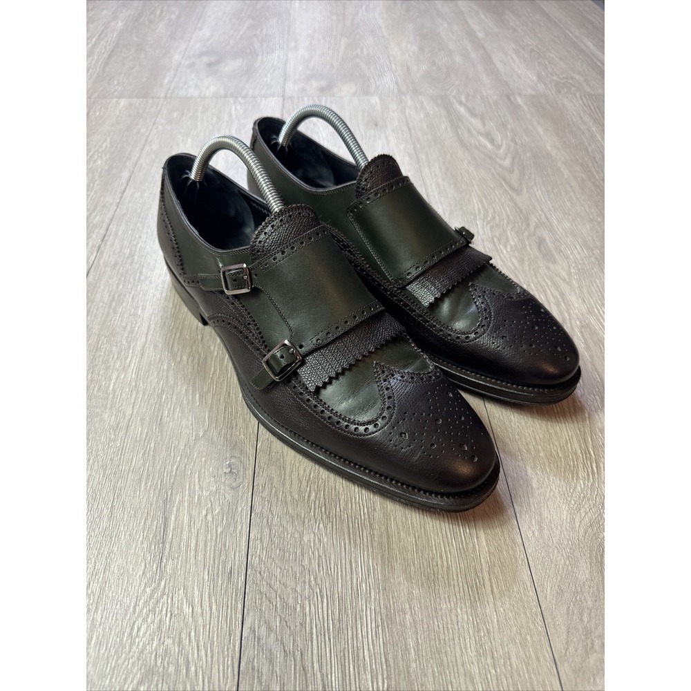 Salvatore Ferragamo Double Monk Strap Derby Oxford Dress Shoes Men's 10 D Italy